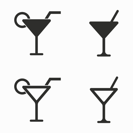 Cocktail    vector icons set. Black  illustration isolated on white  background for graphic and web design.のイラスト素材