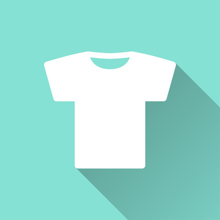 T-shirt   vector icon with long shadow. White illustration isolated on green background for graphic and web design.のイラスト素材