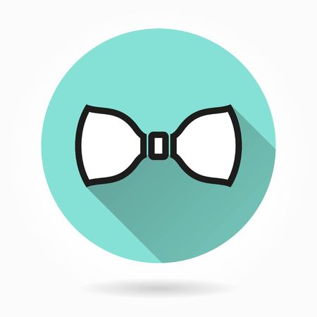 Necktie   vector icon with long shadow. White illustration isolated on green background for graphic and web design.のイラスト素材