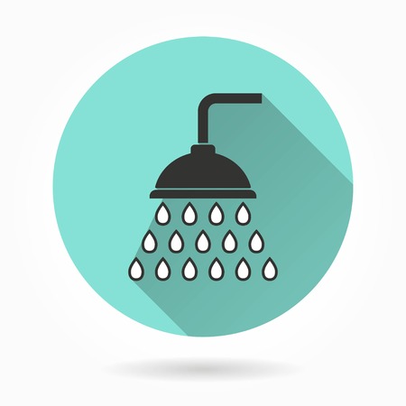 Shower   vector icon with long shadow. White illustration isolated on green background for graphic and web design.のイラスト素材