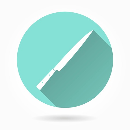 Knife   vector icon with long shadow. White illustration isolated on green background for graphic and web design.のイラスト素材