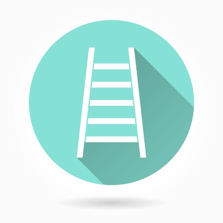 Ladder   vector icon with long shadow. White illustration isolated on green background for graphic and web design.のイラスト素材