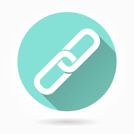 Link    vector icon with long shadow. White illustration isolated on green background for graphic and web design.のイラスト素材