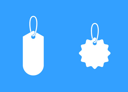 Price tag    vector icon. White  Illustration isolated on blue  background for graphic and web design.のイラスト素材