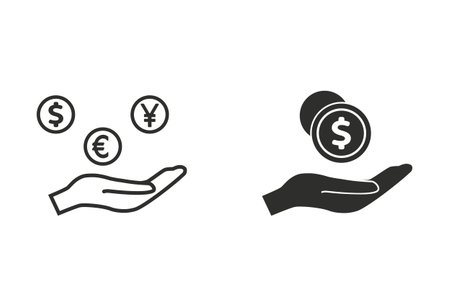 Cash on hand vector icon. Illustration isolated on white background for graphic and web design.のイラスト素材