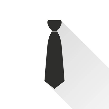 Necktie vector icon with long shadow. Black illustration isolated on with background for graphic and web design.のイラスト素材