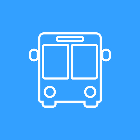 Bus vector icon. White Illustration isolated on blue background for graphic and web design.のイラスト素材