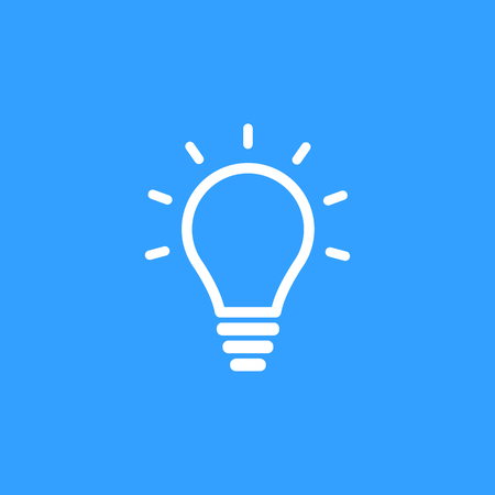 Lamp vector icon. White Illustration isolated on blue background for graphic and web design.のイラスト素材