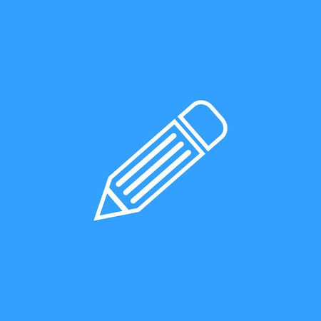 Pen vector icon. White Illustration isolated on blue background for graphic and web design.のイラスト素材