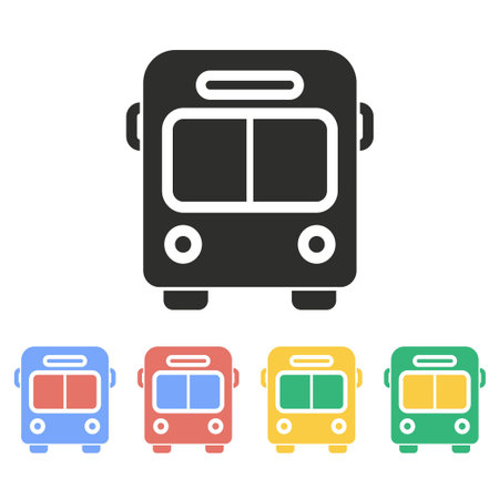 Bus vector icon. Illustration isolated on white background for graphic and web design.のイラスト素材