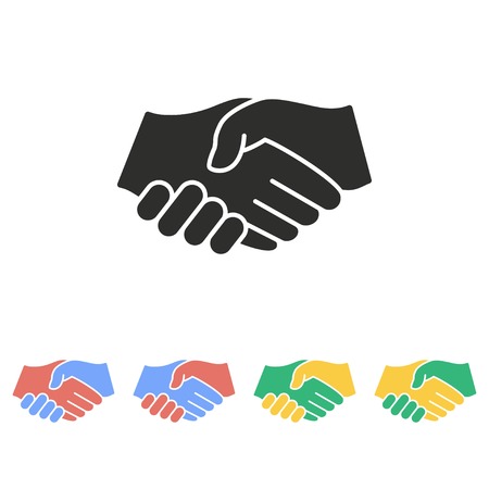 Handshake vector icon. Illustration isolated on white background for graphic and web design.のイラスト素材