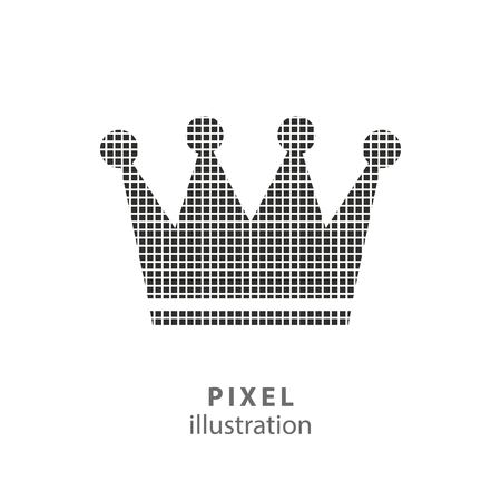 Crown - pixel icon. Vector Illustration. Design logo element. Isolated on white background. It is easy to change to any color.のイラスト素材