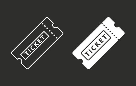 Ticket vector icon. White illustration isolated on black background for graphic and web design.