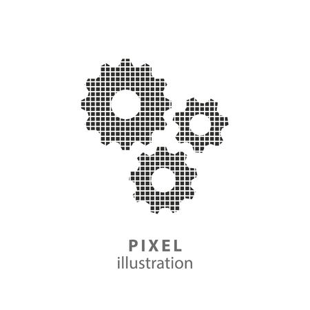 Settings - pixel icon. Vector Illustration. Design   element. Isolated on white background. It is easy to change to any color.のイラスト素材