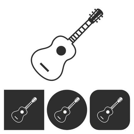 Guitar - black and white icons. Vector illustration.のイラスト素材