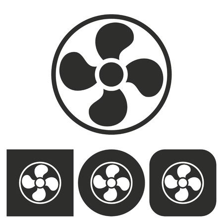Fan - black and white icons. Vector illustration.のイラスト素材