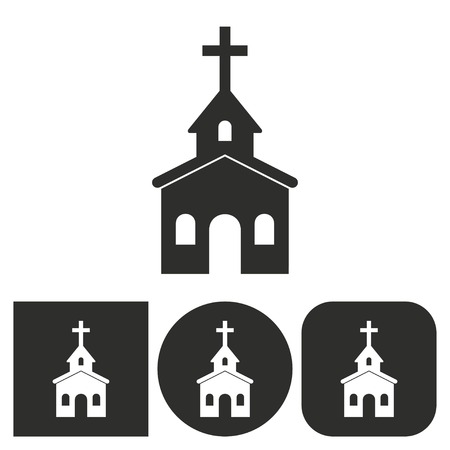 Church - black and white icons. Vector illustration.のイラスト素材