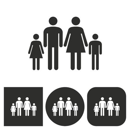 Family - black and white icons. Vector illustration.のイラスト素材