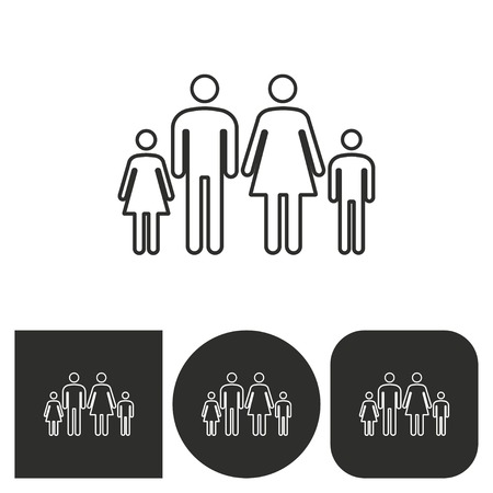 Family - black and white icons. Vector illustration.のイラスト素材