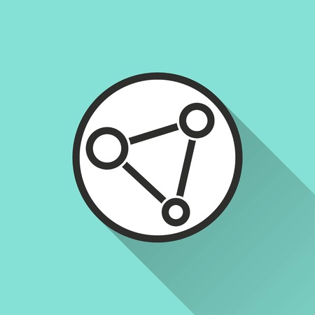 Network vector icon with long shadow. White illustration isolated on green background for graphic and web design.のイラスト素材