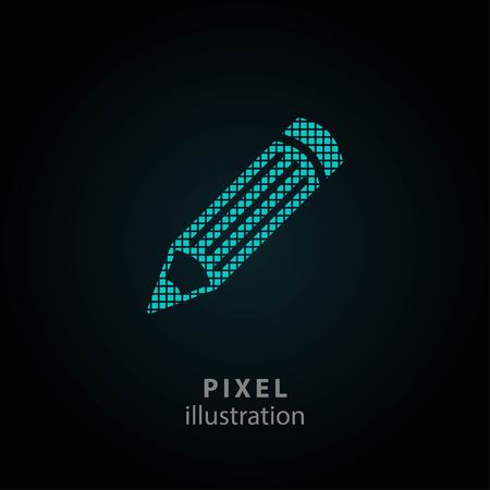 Pencil - pixel icon. Vector Illustration. Design logo element. Isolated on black background. It is easy to change to any color.のイラスト素材