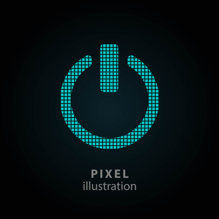 Power - pixel icon. Vector Illustration. Design  element. Isolated on black background. It is easy to change to any color.のイラスト素材