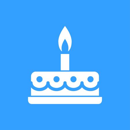 Cake vector icon. White Illustration isolated on blue background for graphic and web design.のイラスト素材