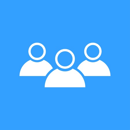 People vector icon. White Illustration isolated on blue background for graphic and web design.のイラスト素材