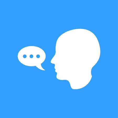 Assistance vector icon. White Illustration isolated on blue background for graphic and web design.のイラスト素材