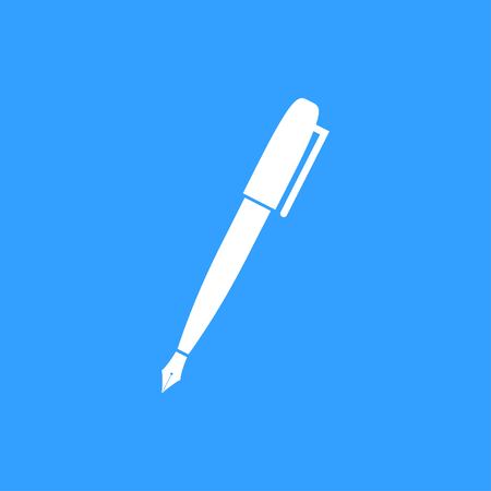 Pen vector icon. White Illustration isolated on blue background for graphic and web design.のイラスト素材