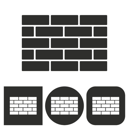 Brick wall - black and white icons. Vector illustration.のイラスト素材