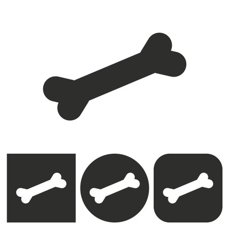Dog bone - black and white icons. Vector illustration.