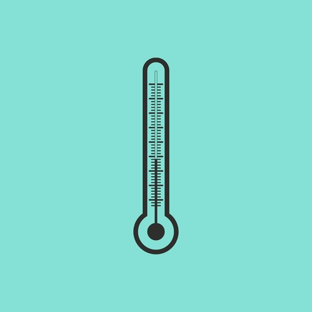 Thermometer vector icon. Black illustration isolated on green background for graphic and web design.のイラスト素材