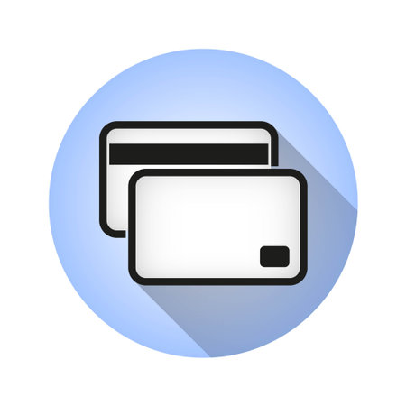 Credit card vector icon with long shadow. Illustration isolated for graphic and web design.のイラスト素材