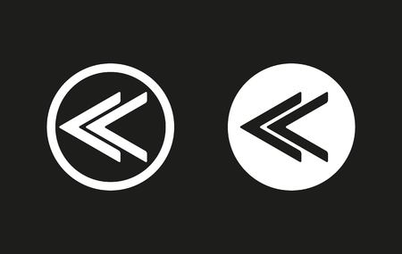 Backward vector icon. White illustration isolated on black background for graphic and web design.のイラスト素材