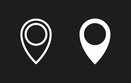 Map pin vector icon. White illustration isolated on black background for graphic and web design.のイラスト素材