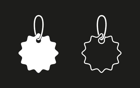 Price tag vector icon. White illustration isolated on black background for graphic and web design.のイラスト素材