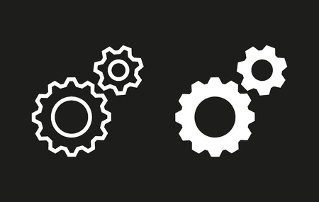Settings vector icon. White illustration isolated on black background for graphic and web design.のイラスト素材