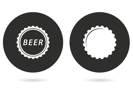 Bottle cap vector icon. White illustration isolated on black background for graphic and web design.のイラスト素材