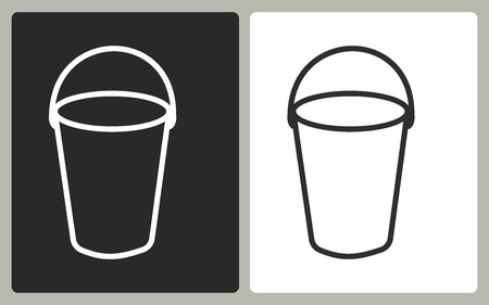 Bucket - black and white icons. Vector illustration.のイラスト素材