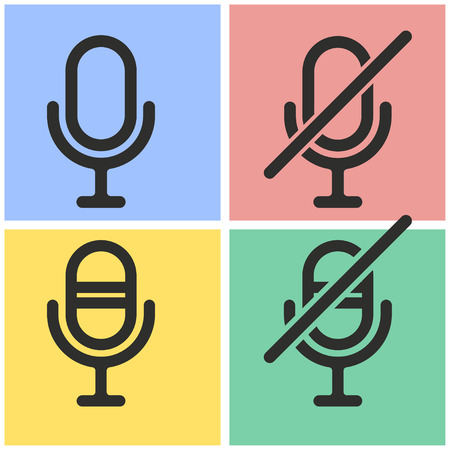 Microphone vector icons set. Illustration isolated for graphic and web design.のイラスト素材