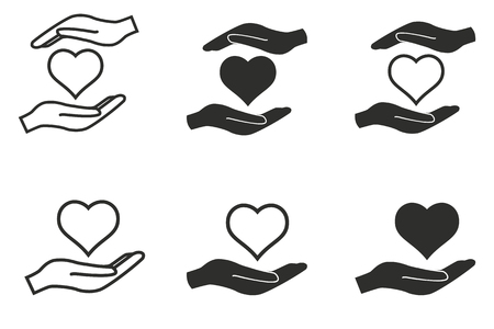 Donate vector icons set. Black illustration isolated on white background for graphic and web design.のイラスト素材
