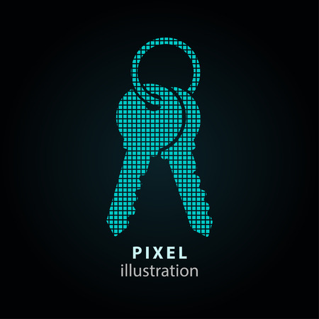 Key - pixel icon. Vector Illustration. Design  element. Isolated on black background. It is easy to change to any color.のイラスト素材