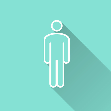 Man icon with long shadow. White illustration isolated on green background for graphic and web design.のイラスト素材
