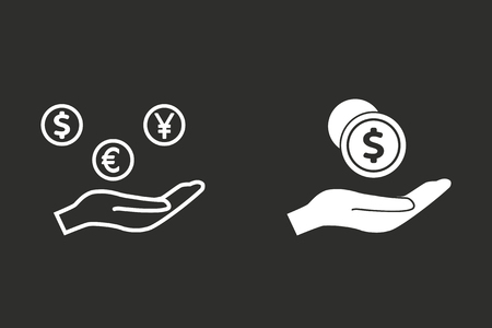Cash on hand vector icon. White illustration isolated on black background for graphic and web design.のイラスト素材
