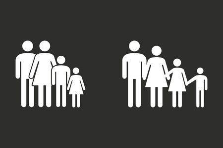 Family vector icon. White illustration isolated on black background for graphic and web design.のイラスト素材