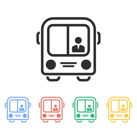 Bus vector icon. Illustration isolated on white background for graphic and web design.のイラスト素材
