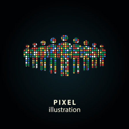 People - pixel icon. Vector Illustration. Design  element. Isolated on black background. It is easy to change to any color.のイラスト素材