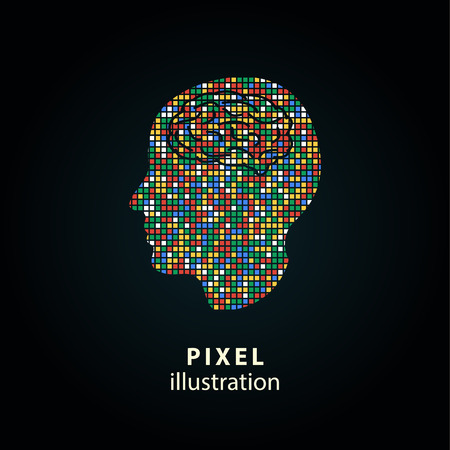 Assistance - pixel icon. Vector Illustration. Design  element. Isolated on black background. It is easy to change to any color.のイラスト素材