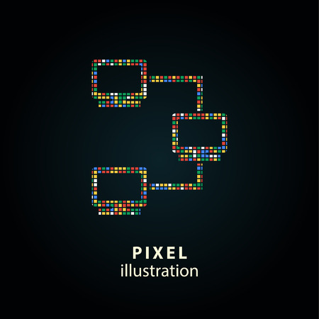 Network - pixel icon. Vector Illustration. Design  element. Isolated on black background. It is easy to change to any color.のイラスト素材
